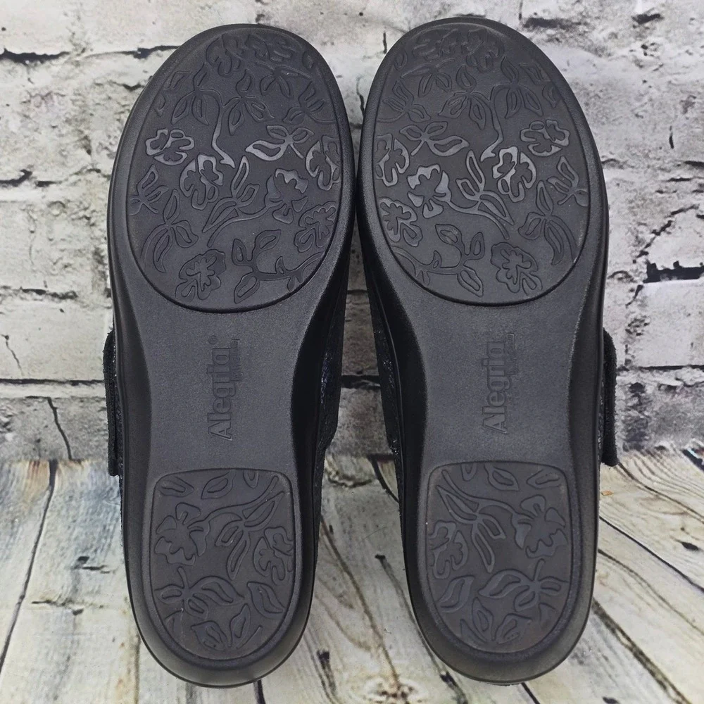 Alegria Laura Loafers Womens 39 Blue Black Metallic Leather Comfort Work Shoes